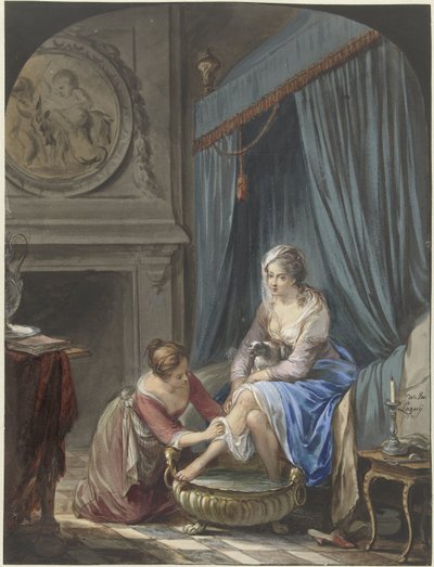 Aseo de una mujer joven de Willem Joseph Laquy
