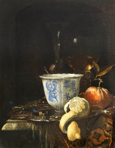 ""Naturaleza muerta con un cuenco de porcelana china"" Pintura de Willem Kalf (1619-1693) de Willem Kalf