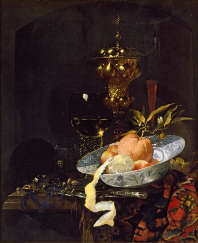 Naturaleza Muerta con una Alfombra Oriental de Willem Kalf