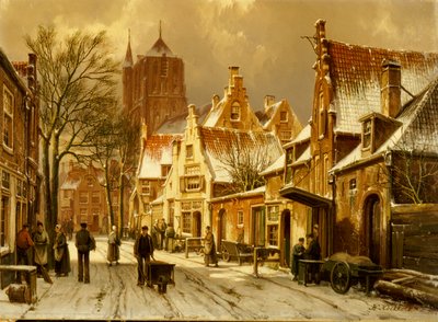 Una escena de calle de invierno de Willem Koekkoek