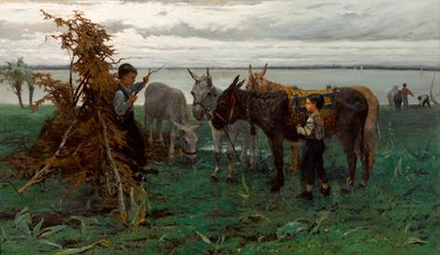 "" Garcons gardant des anes "" (Muchachos pastoreando burros) Pintura de Willem Maris (1844-1910) - 1865 - Óleo sobre lienzo Dim 90,3x138 cm Gemeentemuseum Den Haag de Willem Maris