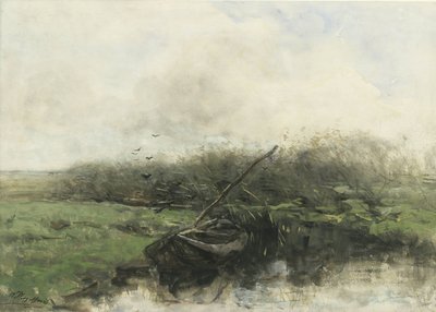 Barco de remo en una zanja de Willem Maris
