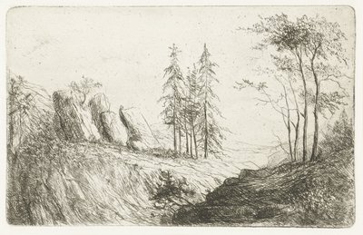 paisaje de montaña con árboles de Willem Matthias Jan van Dielen