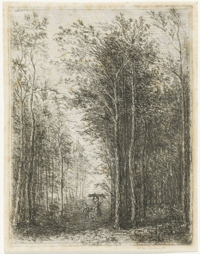 Paisaje forestal con recolectores de madera. de Willem Matthias Jan van Dielen
