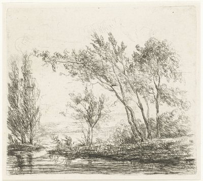 Paisaje con árboles junto al agua. de Willem Matthias Jan van Dielen