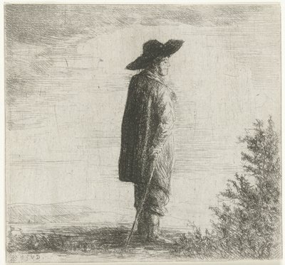 Hombre con sombrero y palo en paisaje de Willem Matthias Jan van Dielen