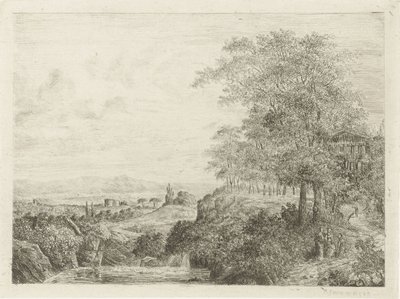 paisaje del sur con templo y figuras de Willem Matthias Jan van Dielen