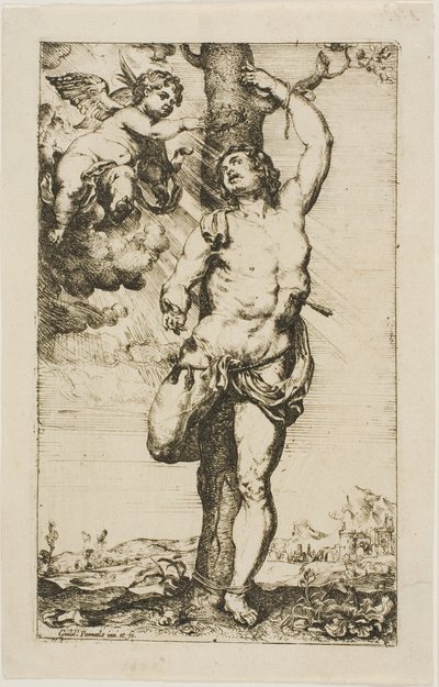 San Sebastián coronado por un ángel de Willem Panneels