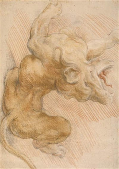 Sansón rompiendo la mandíbula del león. El león de Willem Panneels