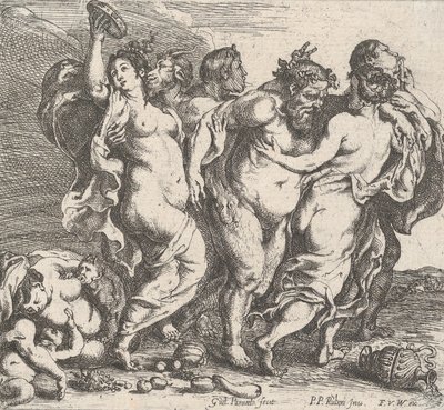 El Sileno borracho, acompañado de ninfas y sátiros, 1632 de Willem Panneels