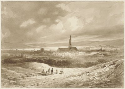 Vista desde las colinas de una ciudad lacustre de Willem Pieter Hoevenaar