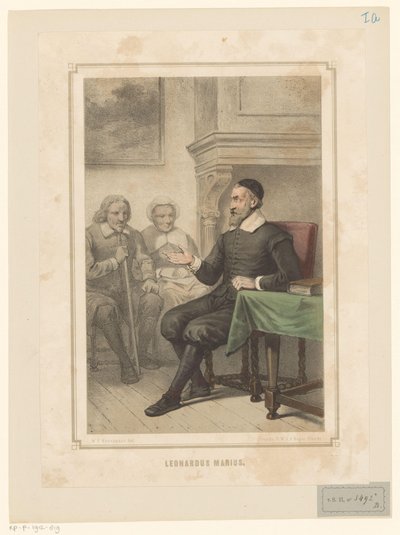 Leonardus Marius van der Goes se dirige a un hombre y una mujer Leonardus Marius (título sobre objeto) de Willem Pieter Hoevenaar