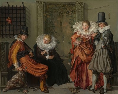 Pares elegantes cortejándose. Alrededor de 1616-20 de Willem Pietersz Buytewech