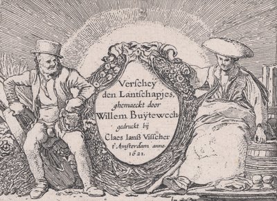 Página de Título, de Verscheyden Landtschapjes Varios Pequeños Paisajes, Placa 1 de Willem Pietersz. Buytewech