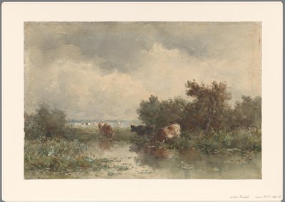 Tres vacas en un estanque de Willem Roelofs (I)