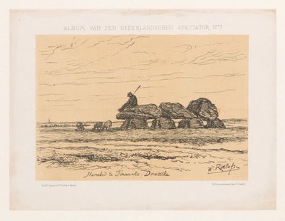 Dolmen en Tynaarlo en Drenthe Dolmen en Tinaarlo. Drenthe (título sobre el objeto) Álbum del espectador holandés No 3 (título de la serie) de Willem Roelofs (I)