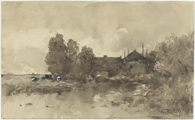 Paisaje con granja de Willem Roelofs (I)