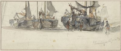 Barcos de pesca en la playa de Scheveningen de Willem Roelofs (I)