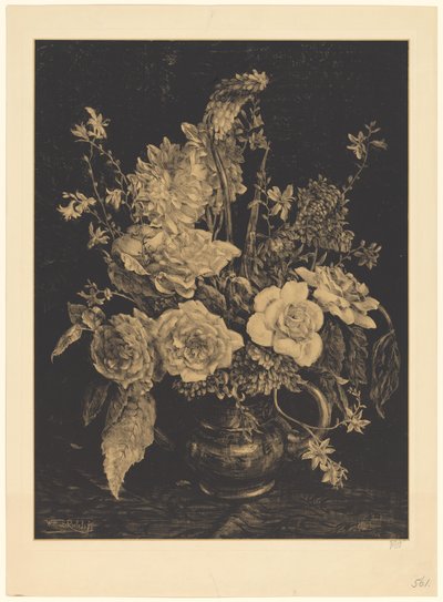 Flores en un jarrón de Willem Roelofs (II) (signed by artist)