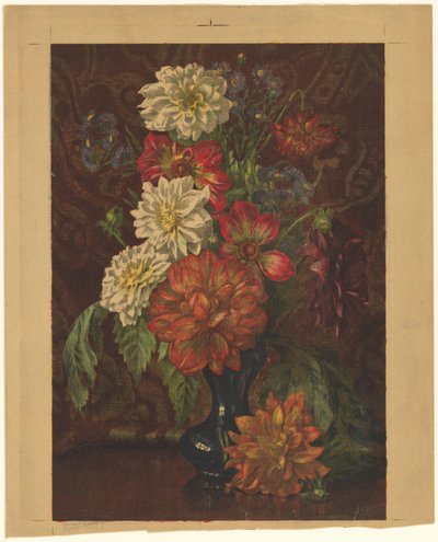 Jarrón con dalias de Willem Roelofs (II) (signed by artist)