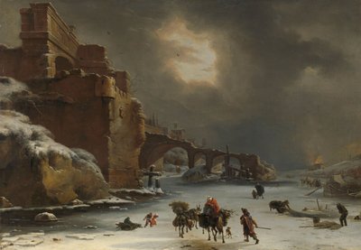 Murallas en invierno, c.1650-70 (óleo sobre lienzo) de Willem Schellinks