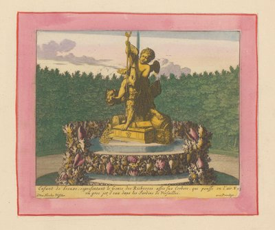 Brunnen mit einem Putto als Personifikation des Reichtums, sitzend auf Cerberus de Willem Swidde