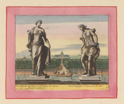 Statuen einer Nymphe mit Lorbeerkranz und einer Tänzerin de Willem Swidde