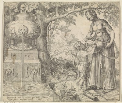 Agar le da de beber a Ismael Historia de Agar e Ismael (título de la serie) de Willem Thibaut