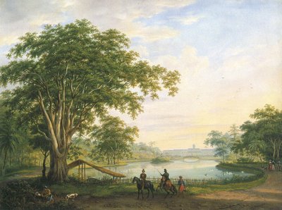 La fachada del jardín del antiguo palacio del Gobernador General en Buitenzorg de Willem Troost
