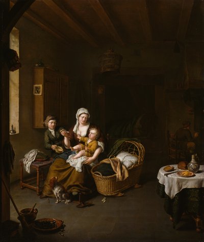 Una madre alimentando a su hijo (La madre feliz) de Willem Van Mieris
