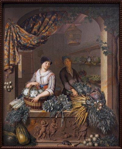 Un vendedor de vegetales de Willem Van Mieris
