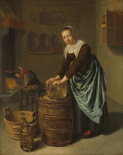 Mujer fregando un barco de Willem Van Odekercken