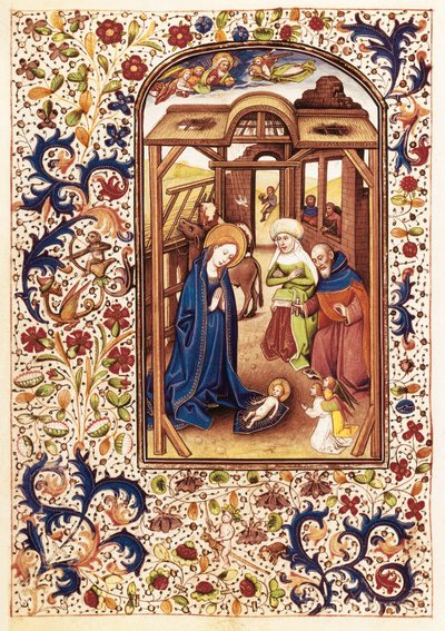 Escena de la Natividad del "Libro de Horas de Leonor de la Vega" de Willem Vrelant