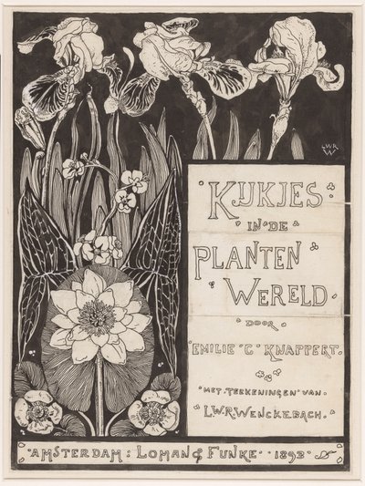 Diseño de encuadernación para: Knappert, Emilie C., Vistas del mundo vegetal, 1893 de Ludwig Willem Reymert Wenckebach