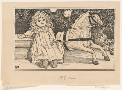 Muñeca y caballo de juguete bajo un árbol de Navidad de Ludwig Willem Reymert Wenckebach