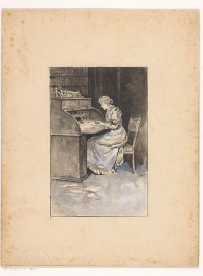 Mujer escritora de Ludwig Willem Reymert Wenckebach