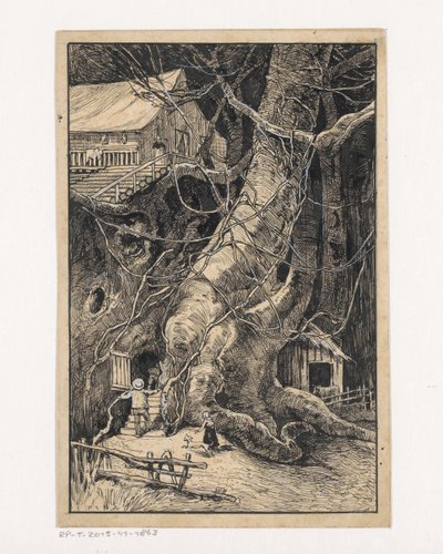 Casa en miniatura contra un árbol de Willem Wenckebach