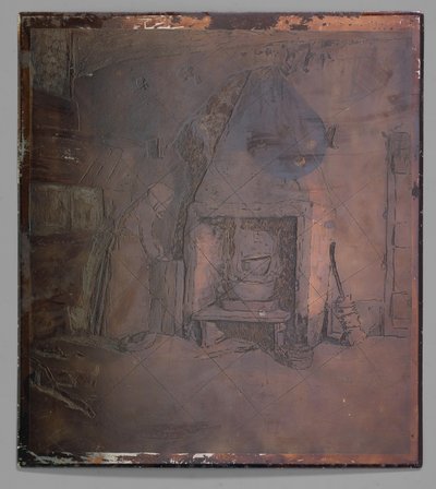 Interior con una mujer junto a la chimenea. de Willem Witsen (possibly)