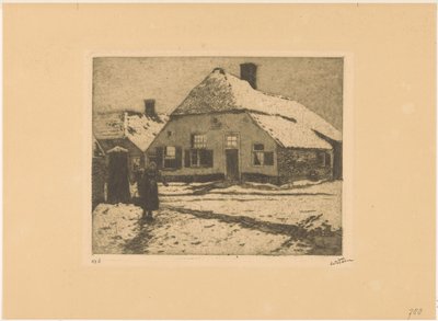 Casas cubiertas de nieve en una carretera de Ede de Willem Witsen (signed by artist)