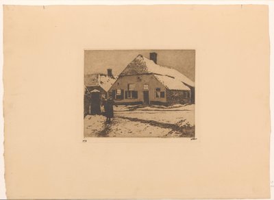 Casas cubiertas de nieve en una carretera de Ede de Willem Witsen (signed by artist)