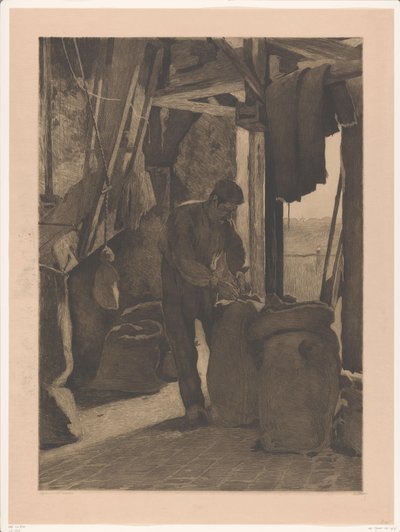 El molinero del molino de Wijk bij Duurstede anuda un saco
Molinero con puerta abierta (título original) de Willem Witsen (signed by artist)