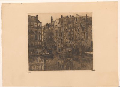 Oudezijds Voorburgwal y el Oudezijds Kolk en Ámsterdam de Willem Witsen (signed by artist)