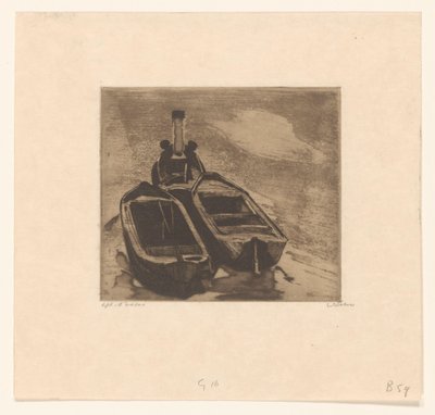 Remolcador con dos barcazas de Willem Witsen (signed by artist)