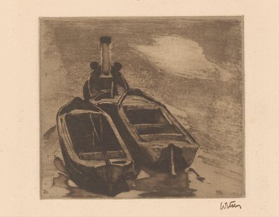Remolcador con dos barcazas de Willem Witsen (signed by artist)