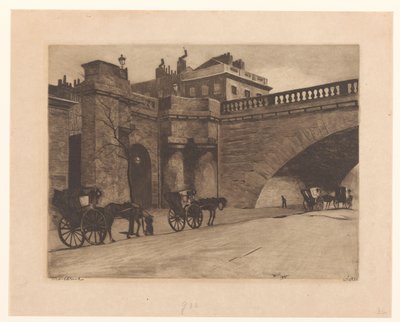 Carruajes esperando en el puente Waterloo de Londres de Willem Witsen (signed by artist)