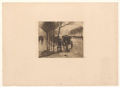 Esperando carruajes en el Victoria Embankment en Londres de Willem Witsen (signed by artist)