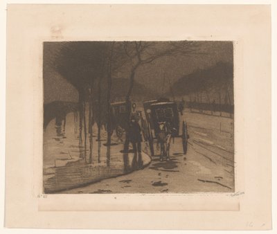 Esperando carruajes en el Victoria Embankment en Londres de Willem Witsen (signed by artist)