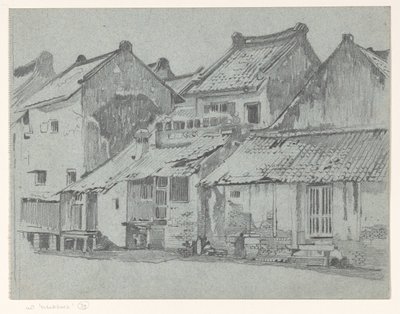Fachadas traseras de casas en un río en Batavia de Willem Arnoldus Witsen