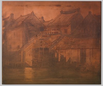 Batavia. casas en el kali en fila cerrada de Willem Arnoldus Witsen