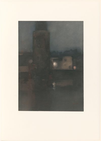 La Montelbaanstoren de Ámsterdam por la noche de Willem Arnoldus Witsen